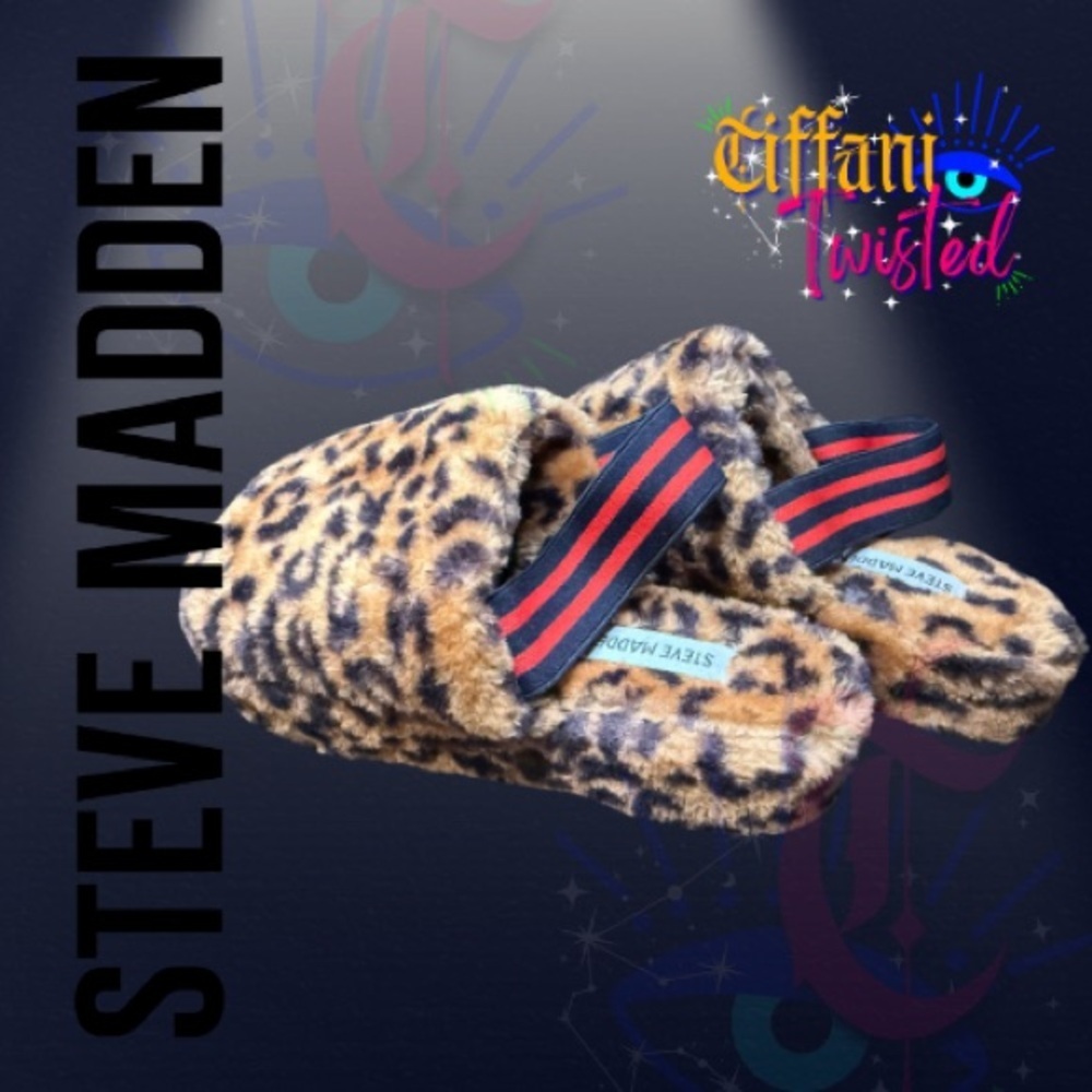 🖤 NEW Steve Madden Faux Fur Slippers | Brown & Black Leopard | Size 7 - Picture 5 of 5